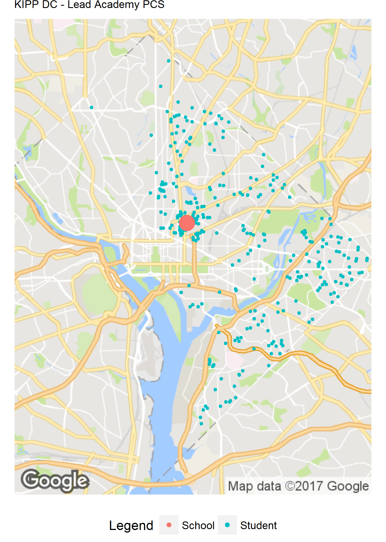 KIPP DC PCS Lead Academy Student Location Map DC PCSB